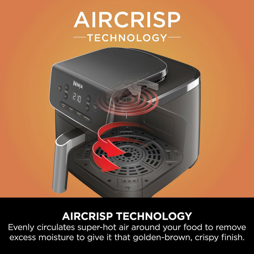 Ninja Air Fryer PRO 4.7L, Single Drawer, 4-in-1, Air Fry, Roast, Reheat, Dehydrate, Cooks 1-2 Portions, Digital, Cook From Frozen, Non-Stick Drawer & Crisper Basket, 1750W , Black AF140UK