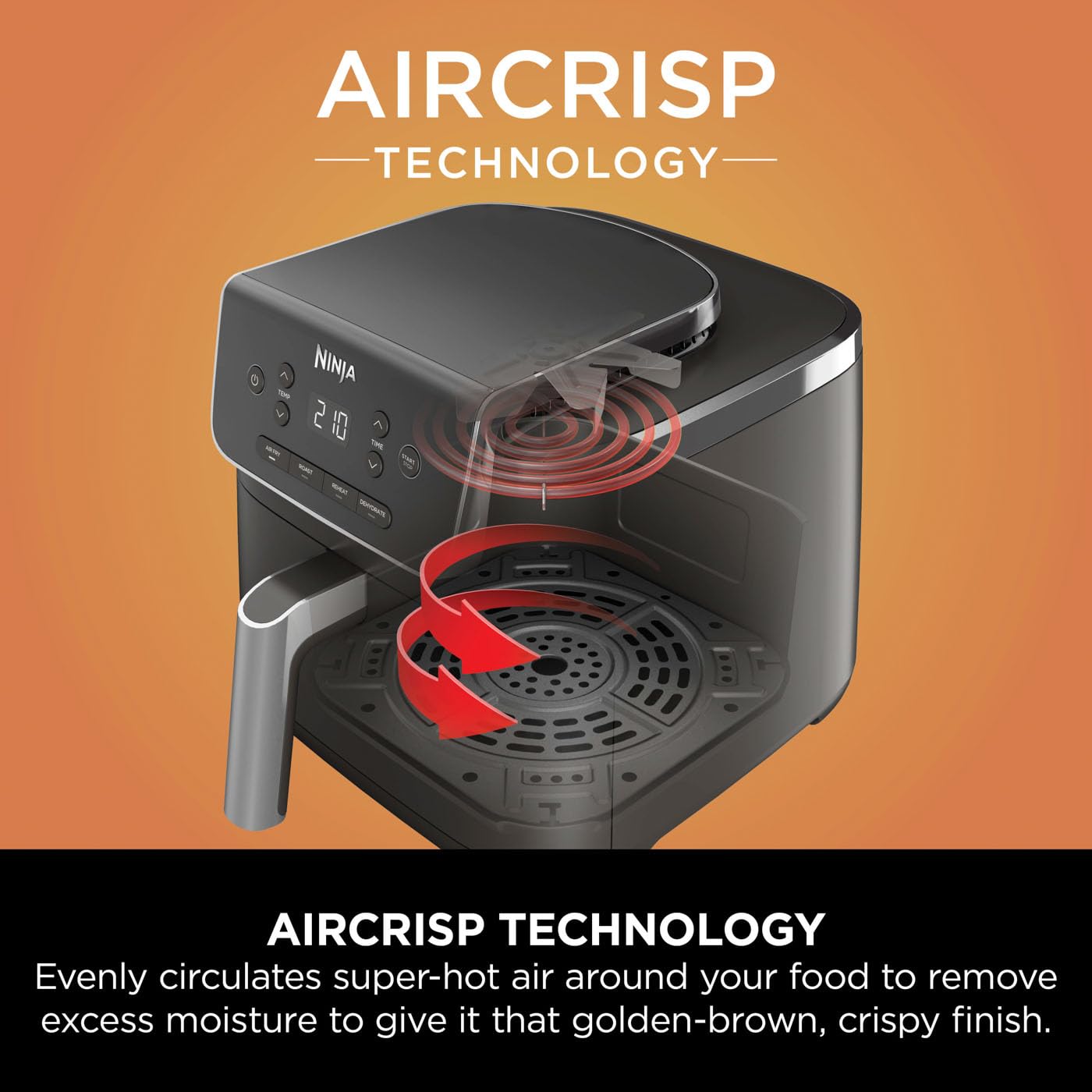 Ninja Air Fryer PRO 4.7L, Single Drawer, 4-in-1, Air Fry, Roast, Reheat, Dehydrate, Cooks 1-2 Portions, Digital, Cook From Frozen, Non-Stick Drawer & Crisper Basket, 1750W , Black AF140UK
