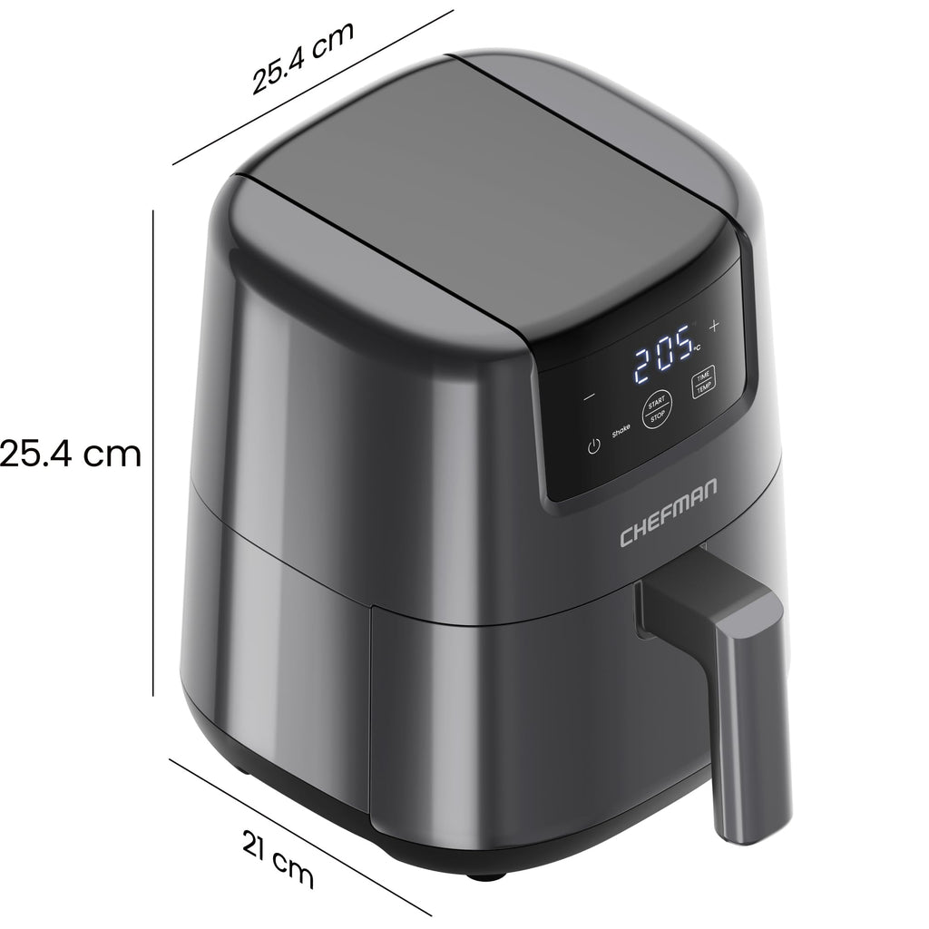 Chefman 2L Mini Air Fryer – Digital Space-Saving Compact Air Fryer with Nonstick and Dishwasher Safe Basket, Quick & Easy Meals in Minutes, Features Digital Timer and Shake Reminder – Grey