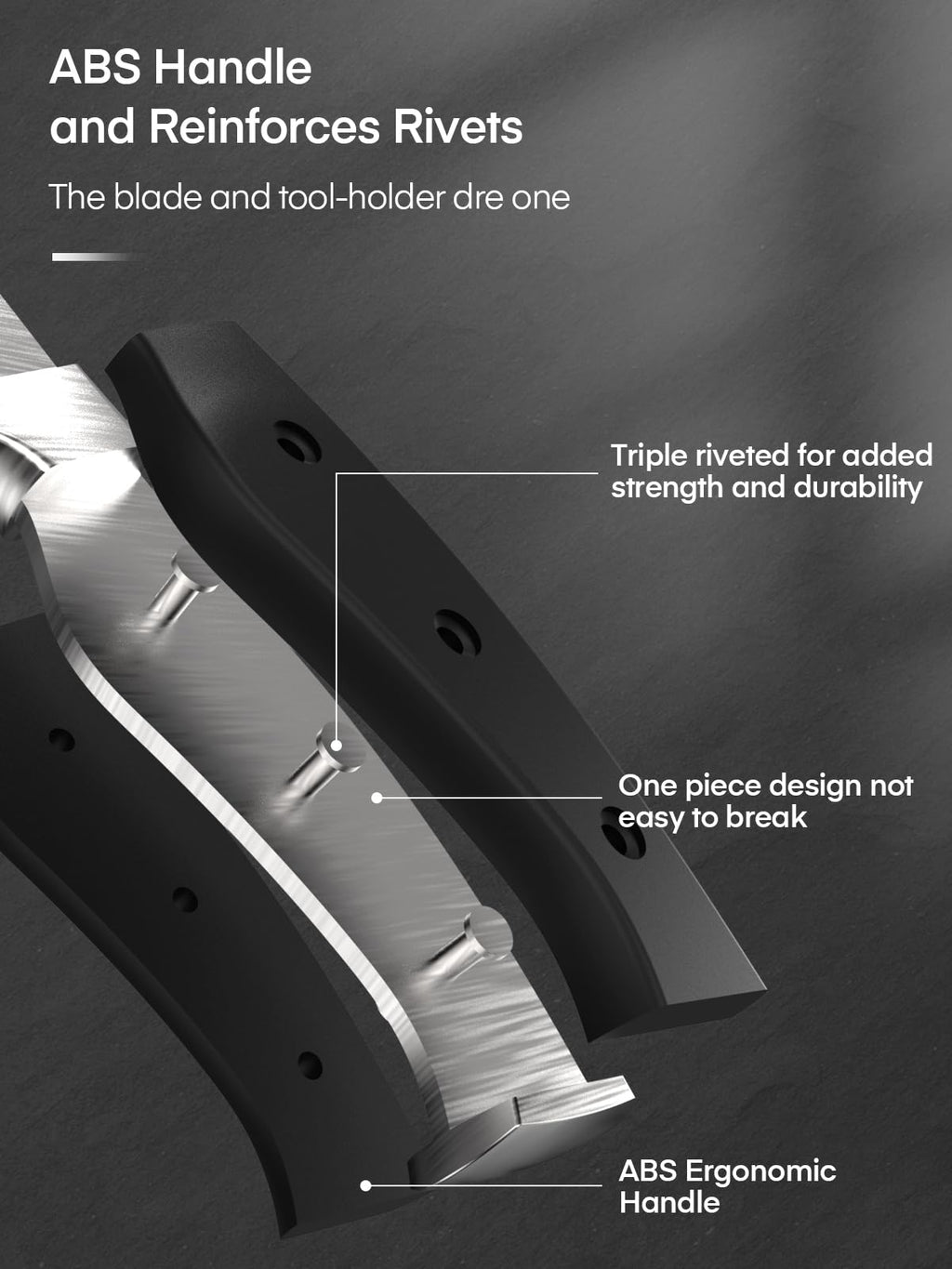 D.Perlla Knife Set, 7 Pieces Kitchen Knife Set with Self Sharpening Wooden Block, German Stainless Steel Knife Block Set with Triple Riveted Ergonomic Handle, Black