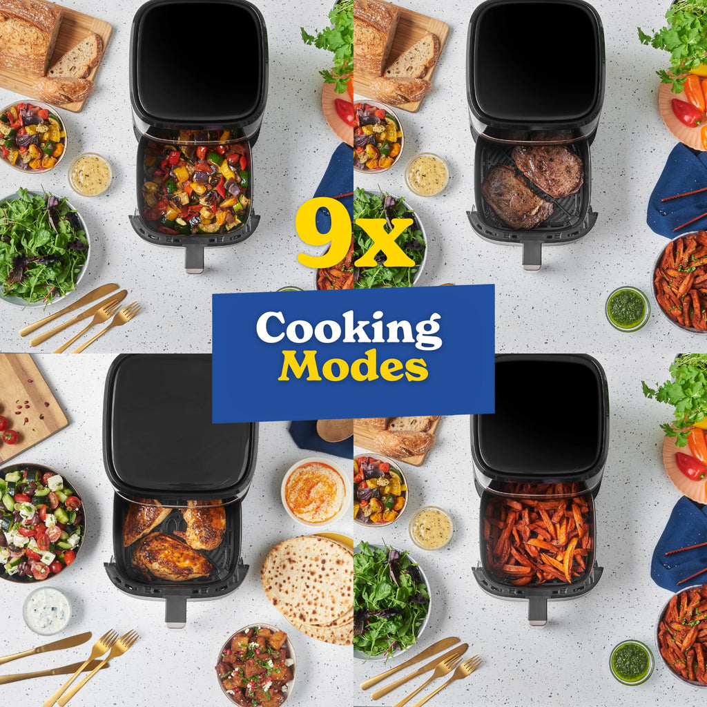 Russell Hobbs Air Fryer, Digital, 4.3L Capacity, 9 in 1, Air Fry, Bake, Roast, Grill, Keep Warm, 40-200℃ Temp Range, Oil Free Cooking, Dishwasher Safe Attachments, 1300W